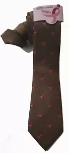 Corbata cuello para hombre Susan G Komen NUEVA marrón delgada rosa cinta $45 A3655 - Imagen 1 de 1