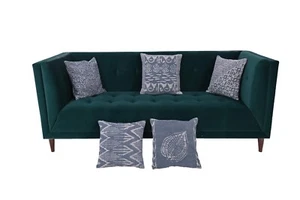 Set of 5 cotton cushion covers with hand block print featuring geometric pattern - Picture 1 of 8
