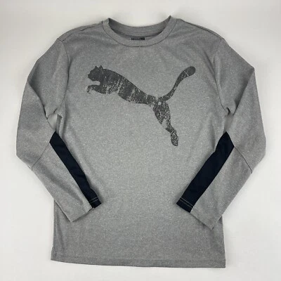 Puma Tshirt Boys Large 14-16 Gray Long Sleeve - Image 1 of 4
