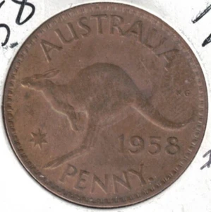 1958-Y. ¡Moneda de penique OEII y canguro circulada de Australia! #2 - Imagen 1 de 2