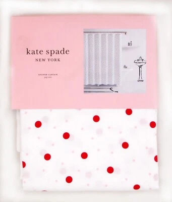 Тканевая занавеска для душа Kate Spade New York «Pop Dots» 72 дюйма x 72 дюйма белая с красными точками - Изображение 1 из 2