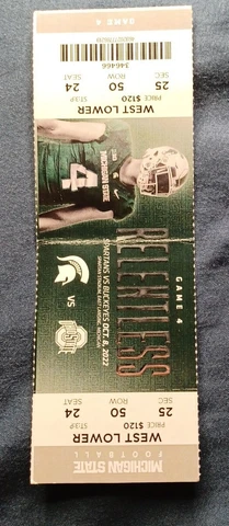 2022 Michigan State Spartans Ohio State Buckeyes Football Ticket Stub Cover