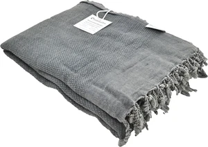 Stonewashed Turkish Throw Blanket in Charcoal Grey/Faded Black, Soft, Cozy and L - Picture 1 of 9
