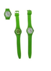 1 orologio verde cassa 3,5cm detenuto carcere prigione trasparente dietro - Picture 1 of 2