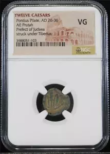 AD 26-36 Widows Mite Twelve Caesars Pontius Pilate AE Prutah *PoJ* NGC Very Good - Picture 1 of 2