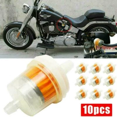 10pcs Motorcycle Inline Gas Fuel Filter 1/4" 6-7mm Engine For Kawasaki Suzuki - Image 1 of 4