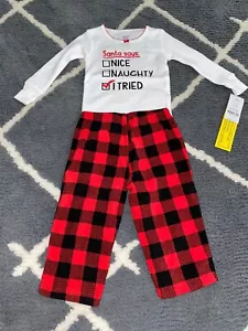 Neu mit Etikett Carter's Baby Mädchen Weihnachtsmann frech schön rot Büffel kariert Pyjama Gr. 18 Monate - Bild 1 von 4