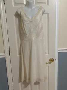 Ann Taylor Off White Cotton Embroidered Lined Dress Size 12 - Picture 1 of 6