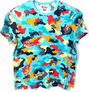 Champion Shirt Womens XL Multicolor Camo Short Sleeve Puzzle Design Colorful - Picture 1 of 12