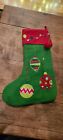 Christmas Stocking TAG LTD Green w/ Ornament Appliques Thick 16' Bright Colors