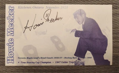 Howie Meeker Signed Custom Index card Toronto Maple Leafs HOF (Deceased) - Image 1 of 2