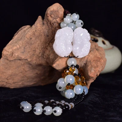 Nuevo Jade y Piedra Doble Pixiu Accesorios Coche Colgante Coche Colgante Artesanía Regalos Foto 1 de 4