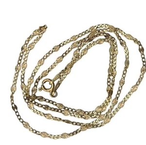 New Rare 2.2 mm Yellow Star Stamped Link Chain Necklace Solid Real 14k Gold - Picture 1 of 19