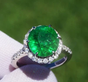 Tsavorite Diamond Ring 14k White Solid Gold 6.62CTW GIA Certified Garnet Natural - Picture 1 of 8