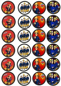 24 Muffin & Cupcake Aufleger Oblate - Fondant Feuerwehrmann Sam C3 - Bild 1 von 1