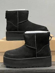 UGG Classic Mini Women's Us Size 9 Platform Black Suede Boots Free Shipping - Picture 1 of 6