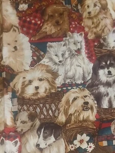 BASKET PUPPIES 1997 PRINT - 23 INCHES - 100% COTTON - Picture 1 of 7