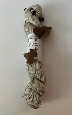 Trendsetter Hilo Semi Cizalla Crema/Bronceado Hojas y Cuentas Marrón 100% Algodón NUEVO Foto 1 de 4