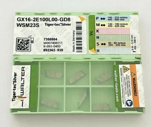 WALTER Grooving and parting off–cutting inserts GX16-2E100L00-GD8 WSM23S 10 pcs - Picture 1 of 2