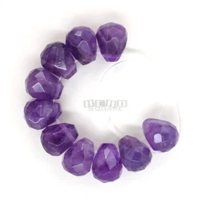 10 Natural Purple Amethyst Faceted Teardrop Briolette Beads ap. 9x11mm #15191 - Bild 1 von 2