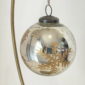 Kugel Stil Silber Quecksilber Glaskugel Weihnachtsschmuck mit Gold 3 3/4" - Bild 1 von 9