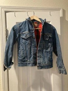 Vintage 80’s Levi’s Strauss Flannel Lined  Trucker Jacket made in USA  Childs 14 - Picture 1 of 5