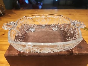 Fostoria Navarre 2 Handled & Footed Etched 6" Nut Bowl  - Picture 1 of 6