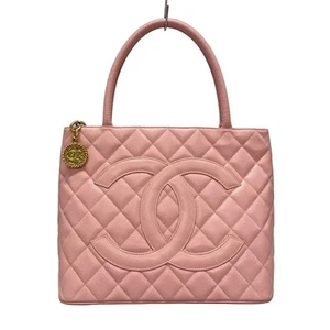 Auth CHANEL Caviar Medallion Tote A01804 Pink Calfskin Tote Bag Gold hardware - Picture 1 of 20