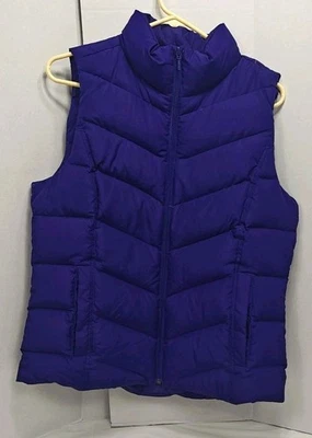 Chaleco acolchado Purple Lands’ End para mujer mediano 600 Hyper Dry Down púrpura con bolsillos Foto 1 de 4