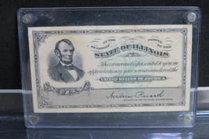 1940’s WWII STATE OF ILLINOIS WARRANT LINCOLN PORTRAIT GIVEN TO SOLDATEN - Bild 1 von 2