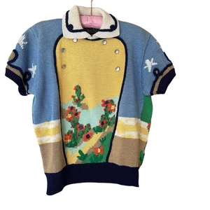 Vintage Berek Marta D Hand Knit Small Cowgirl Horse Pullover Sweater 1988 Rare! - Picture 1 of 19