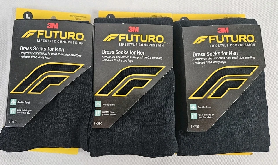 3m FUTURO Dress Socks for Men Restoring Firm Large Black 71036blen