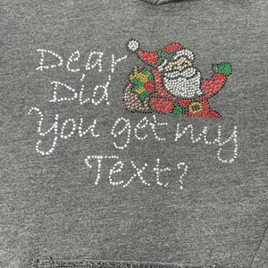 Holiday Gray Hoodie "Dear Santa Did You Get My Text?" Small 6-8 - Picture 1 of 6