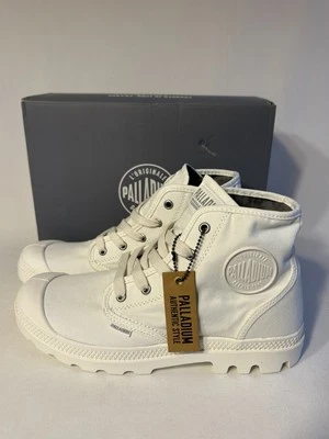 Palladium Pampa HI Shoes Womens Size 10 White Canvas Lace Up Boots New - Image 1 of 4
