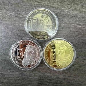 3-teiliges Tutanchamun altes Ägypten Münzset gold/silberfarbene Gedenkmedaillen - Bild 1 von 7