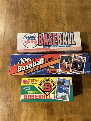 Lote de 3 conjuntos de beisebol de fábrica - 1989 Bowman, 1990 Fleer (selado) e 1993 Topps - Imagem 1 de 4