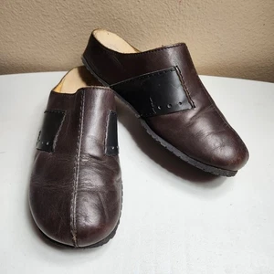 Haflinger Womens |EU39/US8| Brown/Black Leather Clogs - Picture 1 of 9