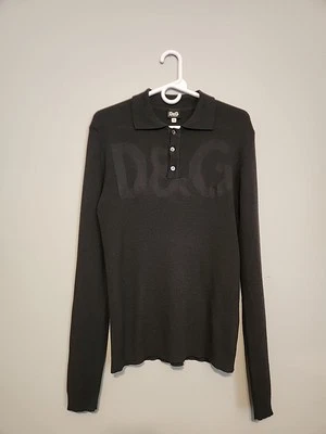 Auténtico suéter Dolce & Gabbana vintage con logotipo grande mezcla de lana para mujer XL gris oscuro Foto 1 de 4