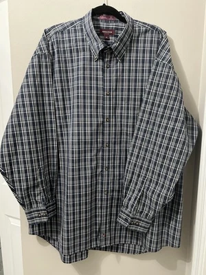 Camisa masculina Nordstrom Smartcare com botões XXL azul branca xadrez sem rugas - Imagem 1 de 4