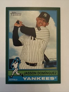 2025 Topps Heritage Jasson Dominguez Dark Green Parallel Exclusive #453 - Picture 1 of 2