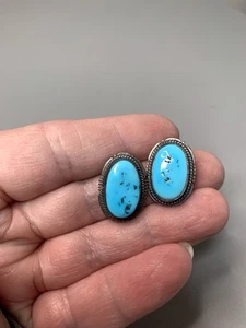 B Yazzie Navajo Sterling Silver Turquoise, Stone Earrings Vintage Good Shape - Bild 1 von 7