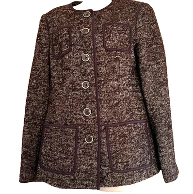 Chaqueta Worth Tweed Marrón Lana Alpaca Mohair Mujer Talla 10 Foto 1 de 4