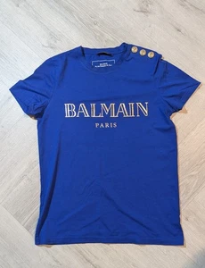 Balmain Paris Blue And Gold Men's T Shirt In Small - Picture 1 of 4