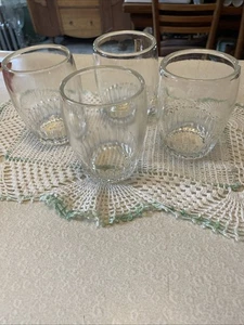 4- Vtg Federal Glass Barrel Ribbed Base Tumblers School Cafeteria Thick 8oz - Picture 1 of 5