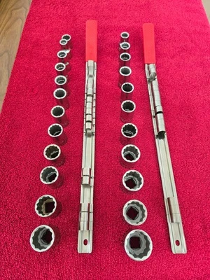 vintage CRAFTSMAN USA 1/2" SOCKET SETS SAE & METRIC W/ RAILS HOLDERS VG+ - Image 1 of 4