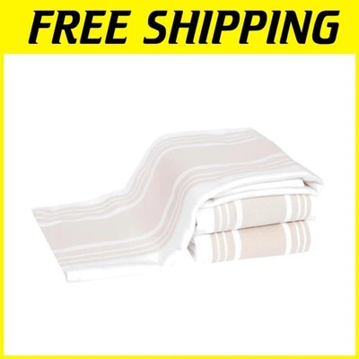 Toallas de plato de algodón: juego de 3, diseño a rayas de almendra Foto 1 de 4