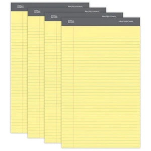 Office Depot Marke Profi Legal Block, Kanarienvogel, Legal liniert, 4 Blöcke/Packung - Bild 1 von 6