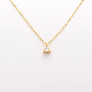 Diamond necklace 14 k gold genuine 0.10 ct diamond necklace 3 prong sliding - Picture 1 of 6