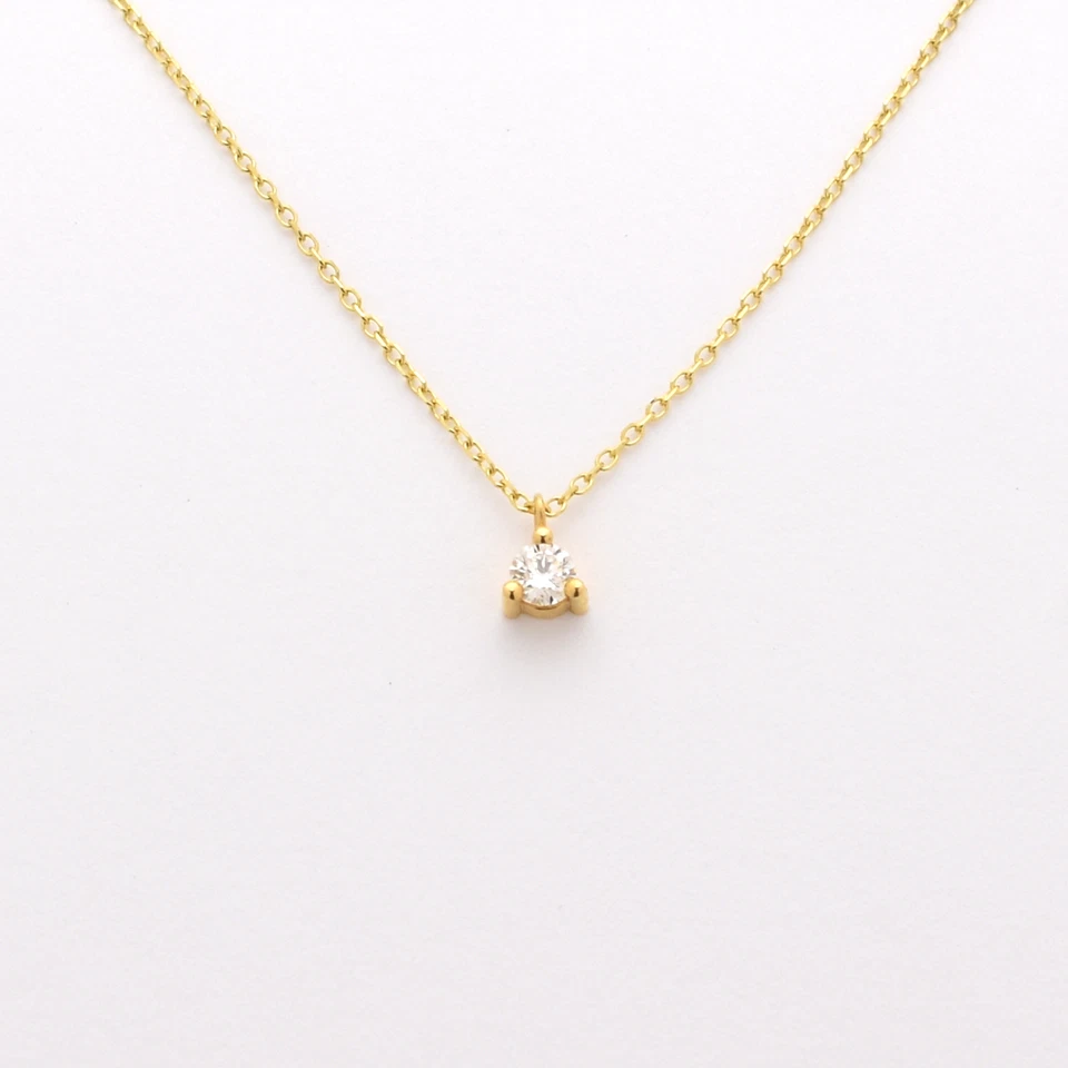 Diamond necklace 14 k gold genuine 0.10 ct diamond necklace 3 prong sliding Foto 1 de 1