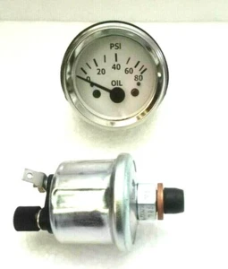 Medidor de presión de aceite con transductor emisor de aceite 52 mm 2 1/16" 80 psi blanco cromo - Imagen 1 de 2